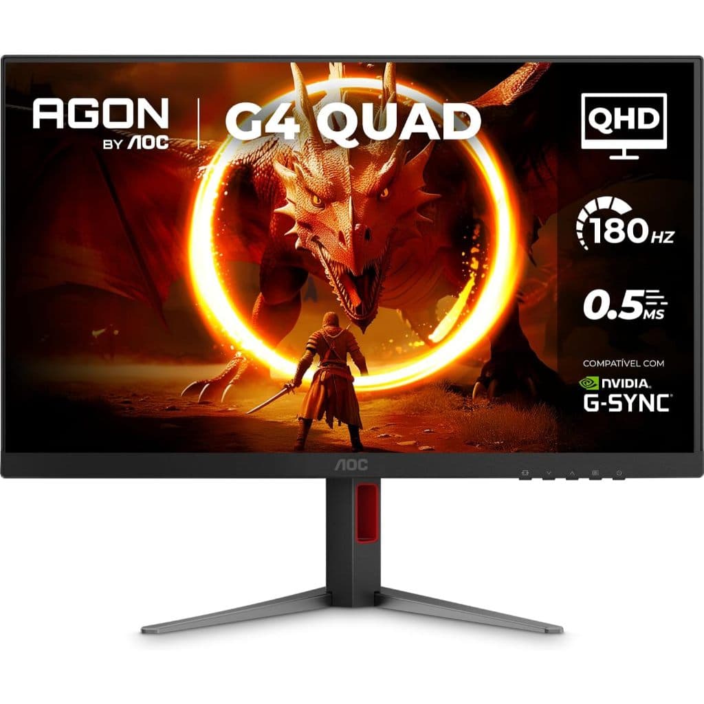 Monitor Gamer AOC AGON QUAD 27" QHD 180Hz 0.5ms IPS HDR10 Base Ajustável Q27G4F( CAIXA AVARIADA)
