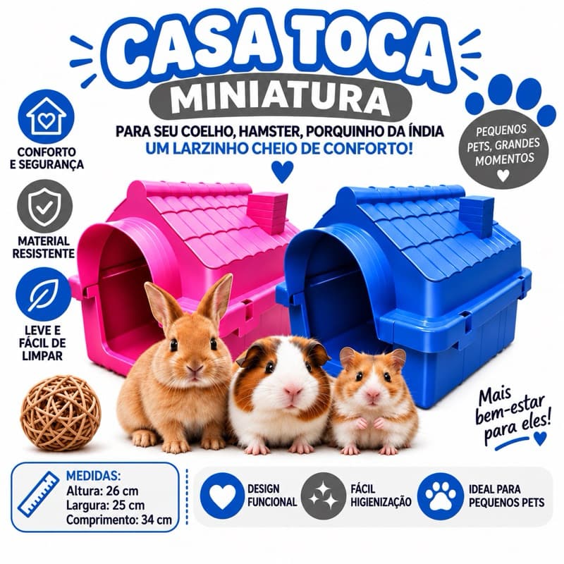 Toca Miniatura Para Hamster Coelhos Semilares Casinha Aconchegante Proteção e Conforto Para Seu Pet