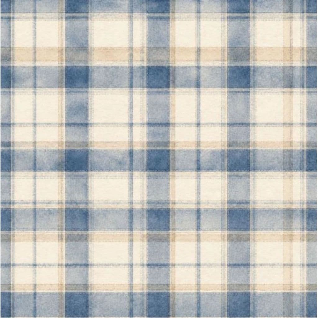 Tecido Patchwork Digital Xadrez Blue Coffee D2833