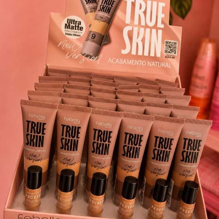 Base Líquida True Skin Febella Alta Cobertura  6 Tons