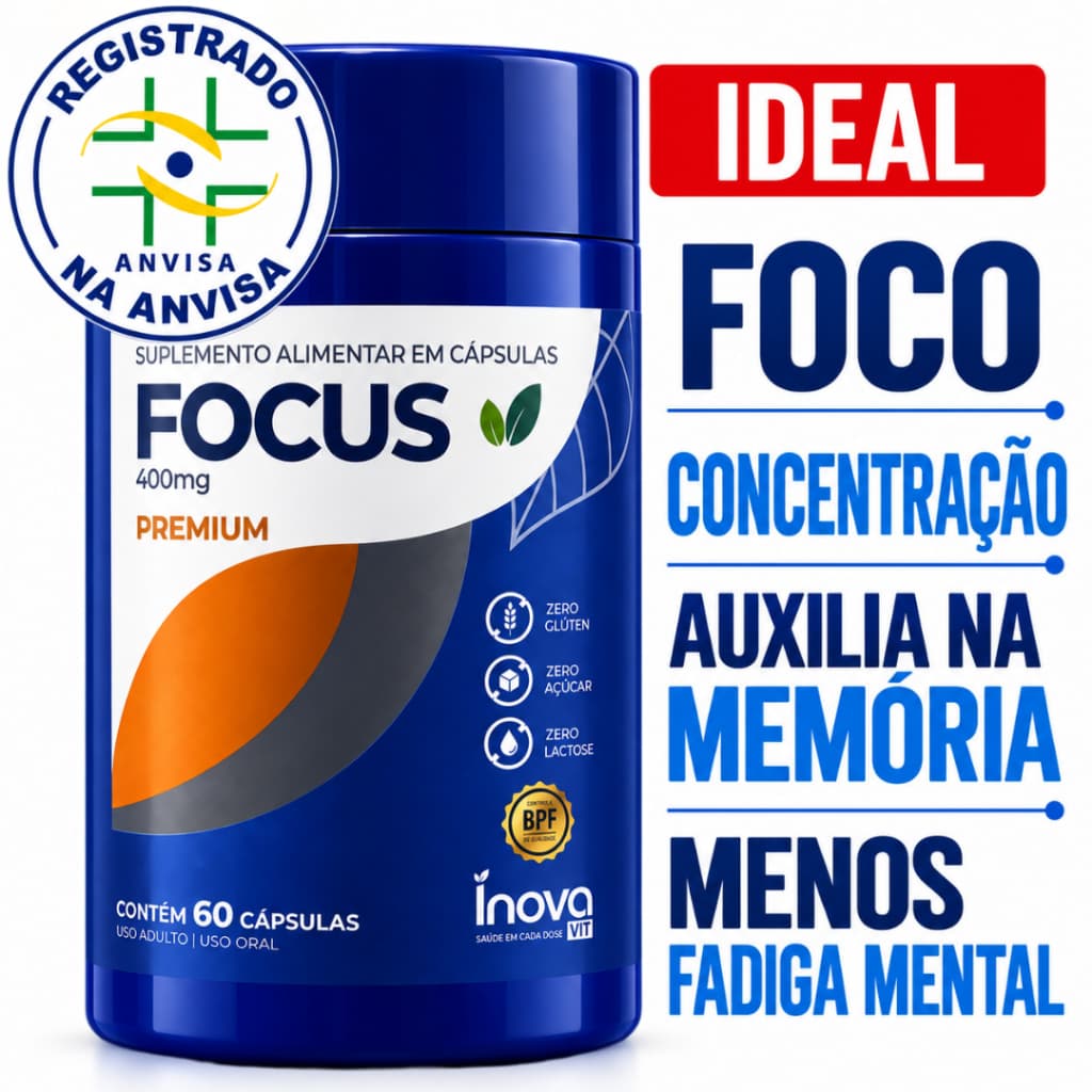 Suplemento Premium para TDAH  Nootrópico Mental Focus, Fosfatidilserina, Tirosina, Vitamina E, Vitamina B12 Zinco Colina