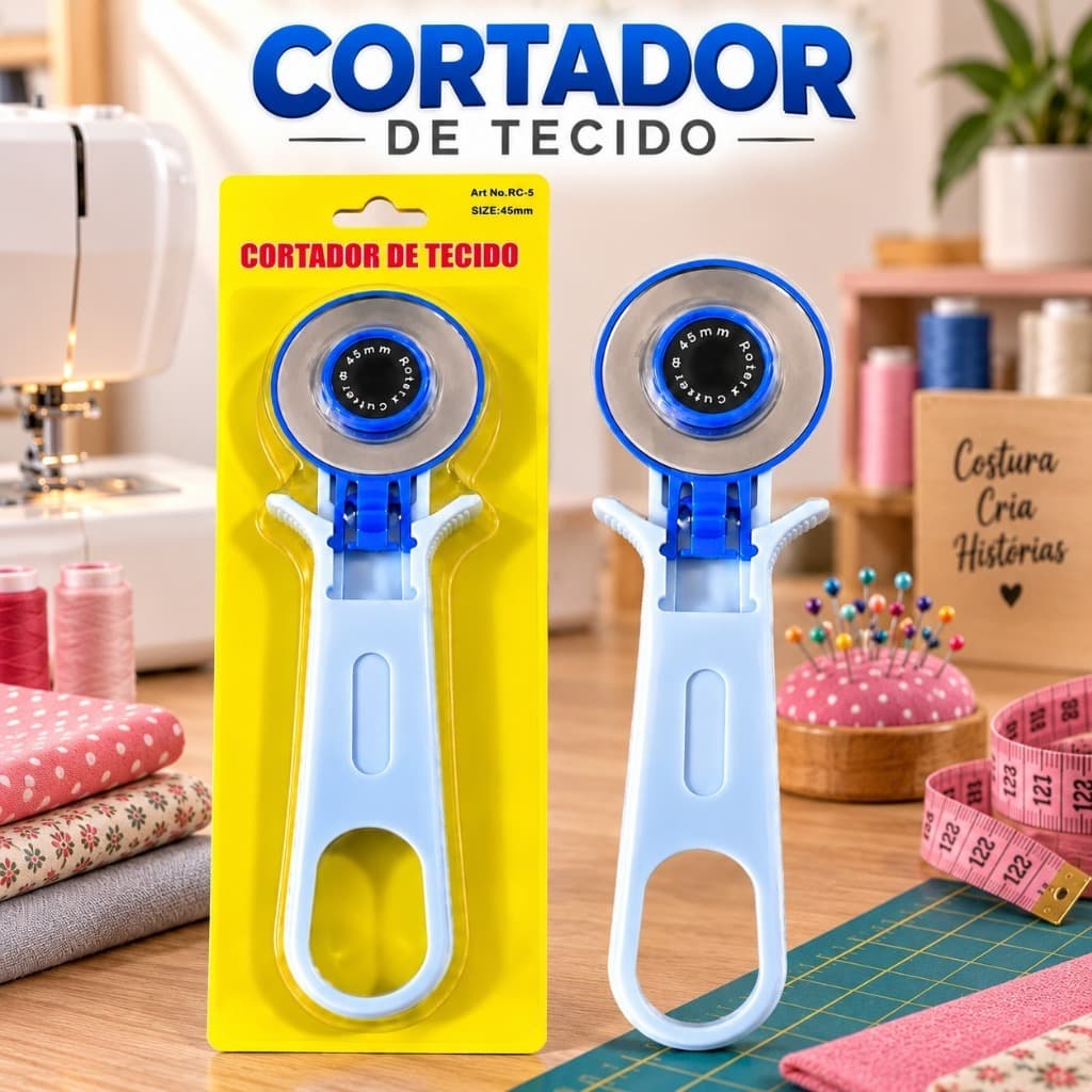 Cortador Rotativo de Tecido 45mm para Costura Patchwork Artesanato