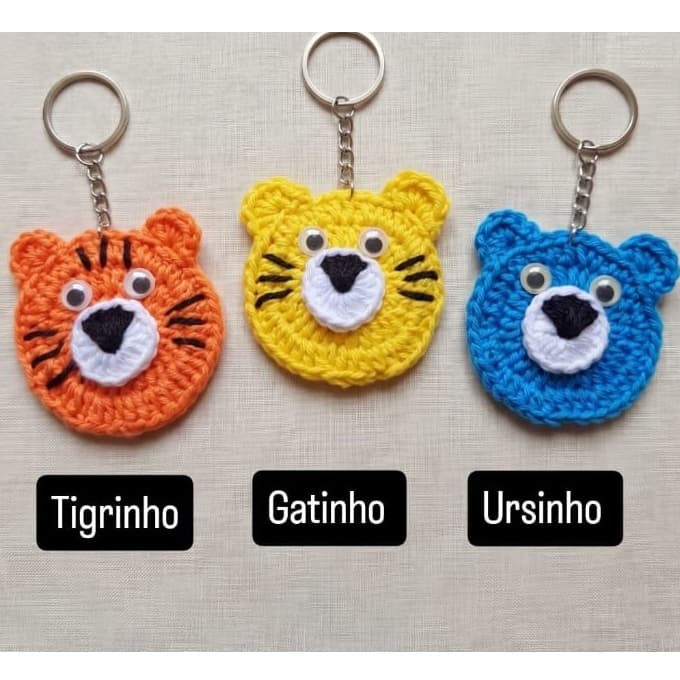 Kit chaveiros animais fofos em amigurumi crochê
