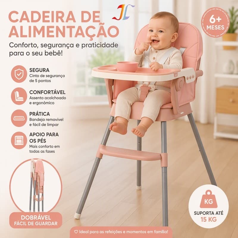 Cadeira de Alimentação Infantil 3 em 1 Conforto Segurança e Praticidade para o Bebê CY01