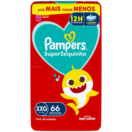 Fralda Pampers SuperSequinha XXG 66un | Leve Mais, Pague Menos