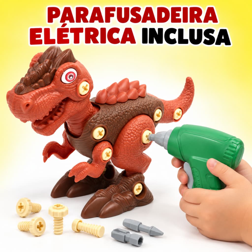 Brinquedo Dinossauro T-Rex de Montar com Parafusadeira Elétrica Brinquedo Educativo