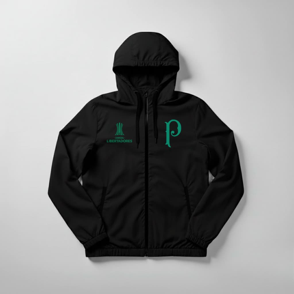 Blusa Corta Vento Masculino Com Capuz Palmeiras Libertadores 2026 Futebol Ultra Leve Políester