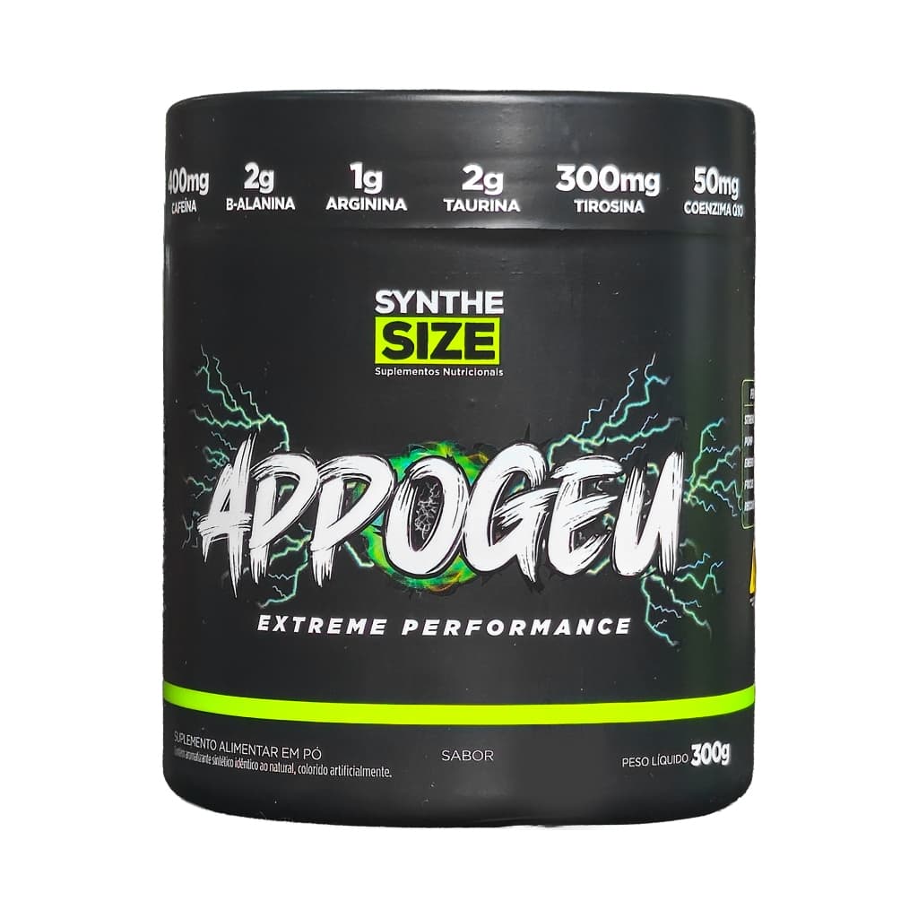 Pré Treino Appogeu SyntheSize Pote 300g - 400mg Cafeína 2g Beta 2g Taurnia 1g Arginina 50mg CoQ10