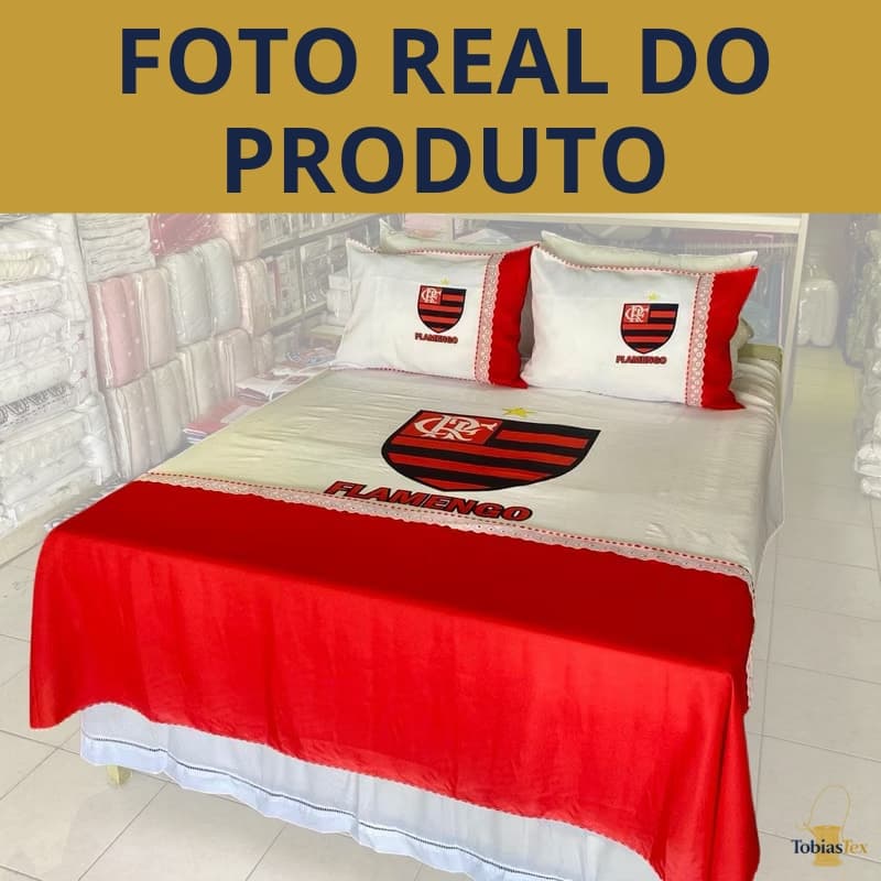 Lençol Cama Casal  Time de Futebol Pintado Com 2 Fronhas  Jogo de Cama Casal Personalizado Torcida