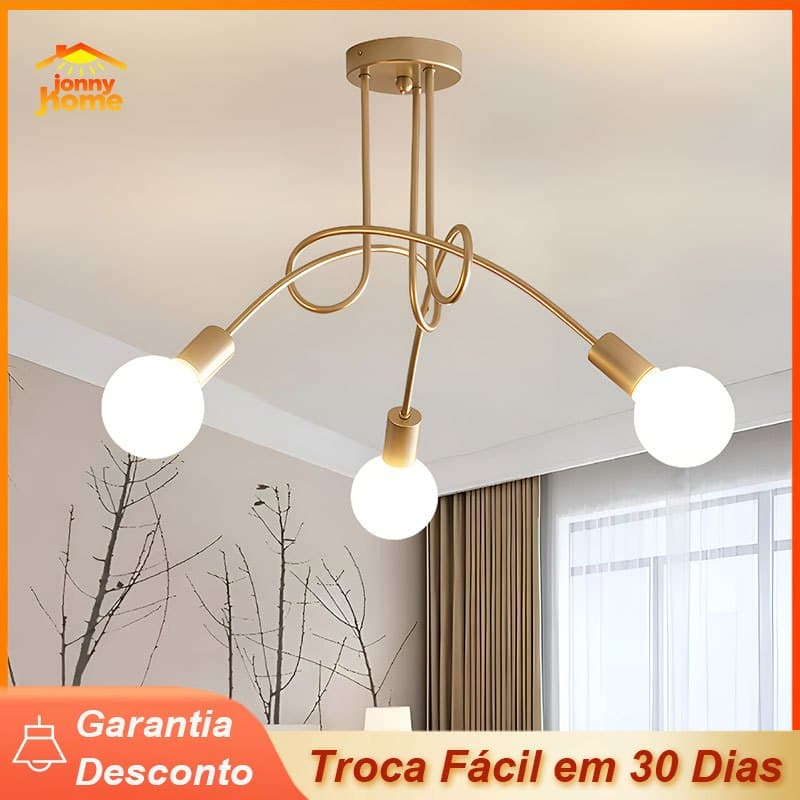 Luminária De Teto Lustre Moderno Sala De Jantar Dourado 3 Lâmpadas Criativo Iluminação 110/220v