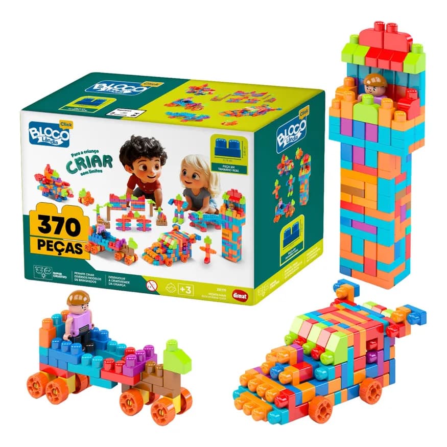 Brinquedo De Montar 3 Anos 370 Peças Médias Blocos de Montar Educativo Criança LE GO PEÇAS GRANDES PEDAGOGICO INFANTIL
