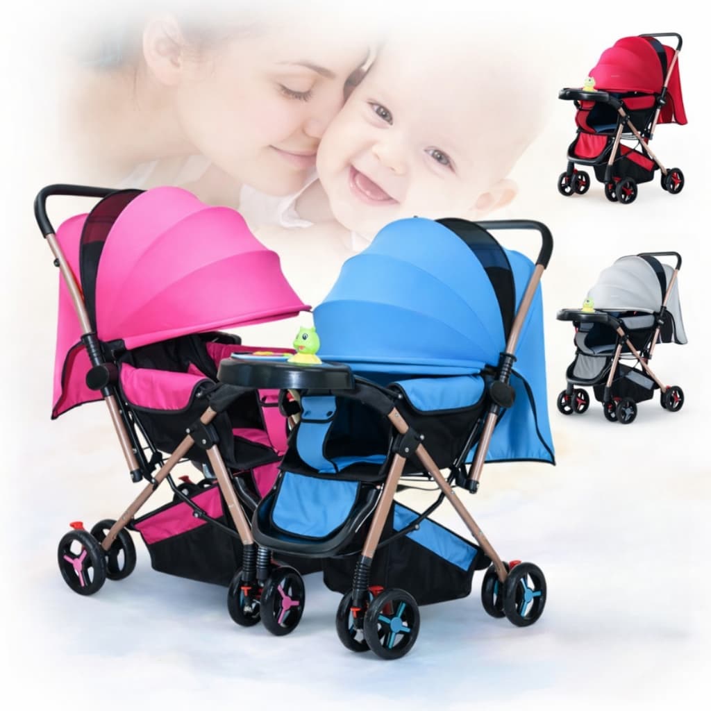 Carrinho de Bebê Passeio Reclinável Alça Reversível Dobrável reclinável Cinto 5 Pontos Bandeja Seguro Brinquedo infantil