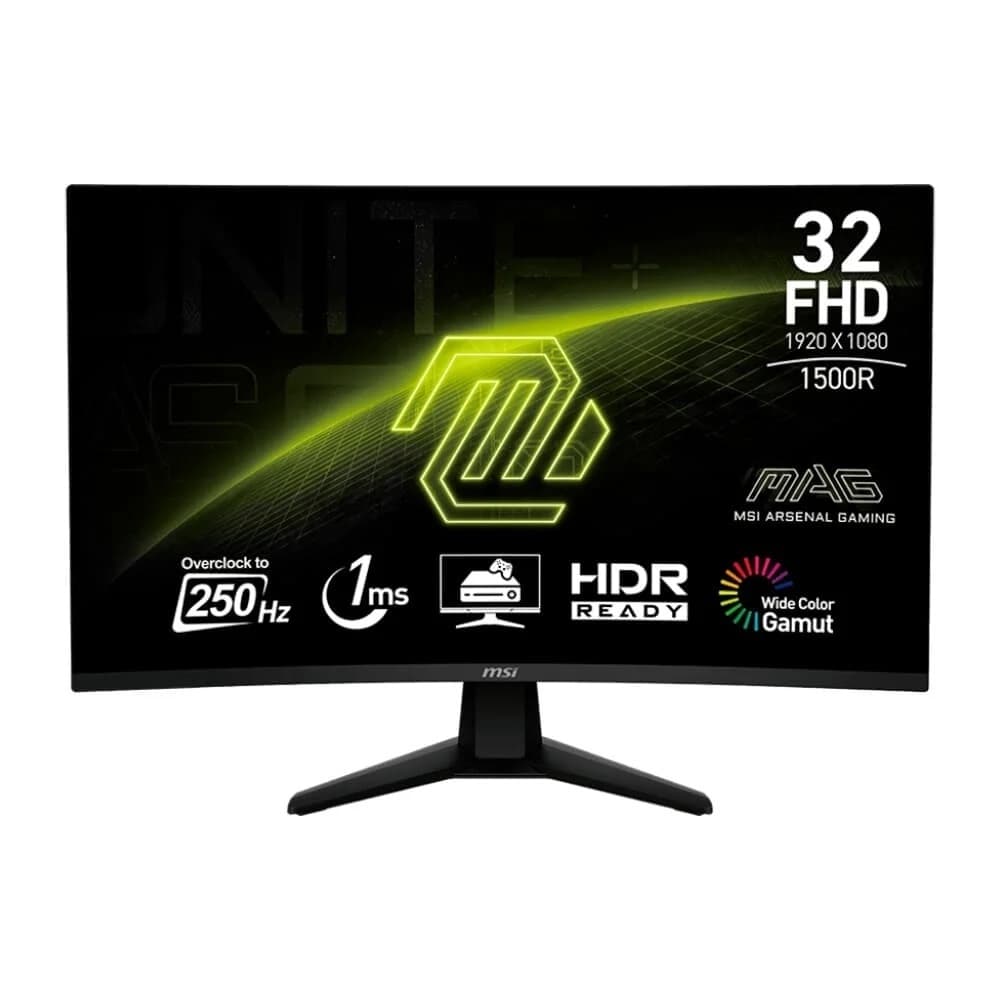 Monitor Gamer Curvo MSI 32 Pol, FHD, VA, 250Hz, 1ms MPRT, Adaptive Sync, HDMI/DP, Preto, MAG32C6X