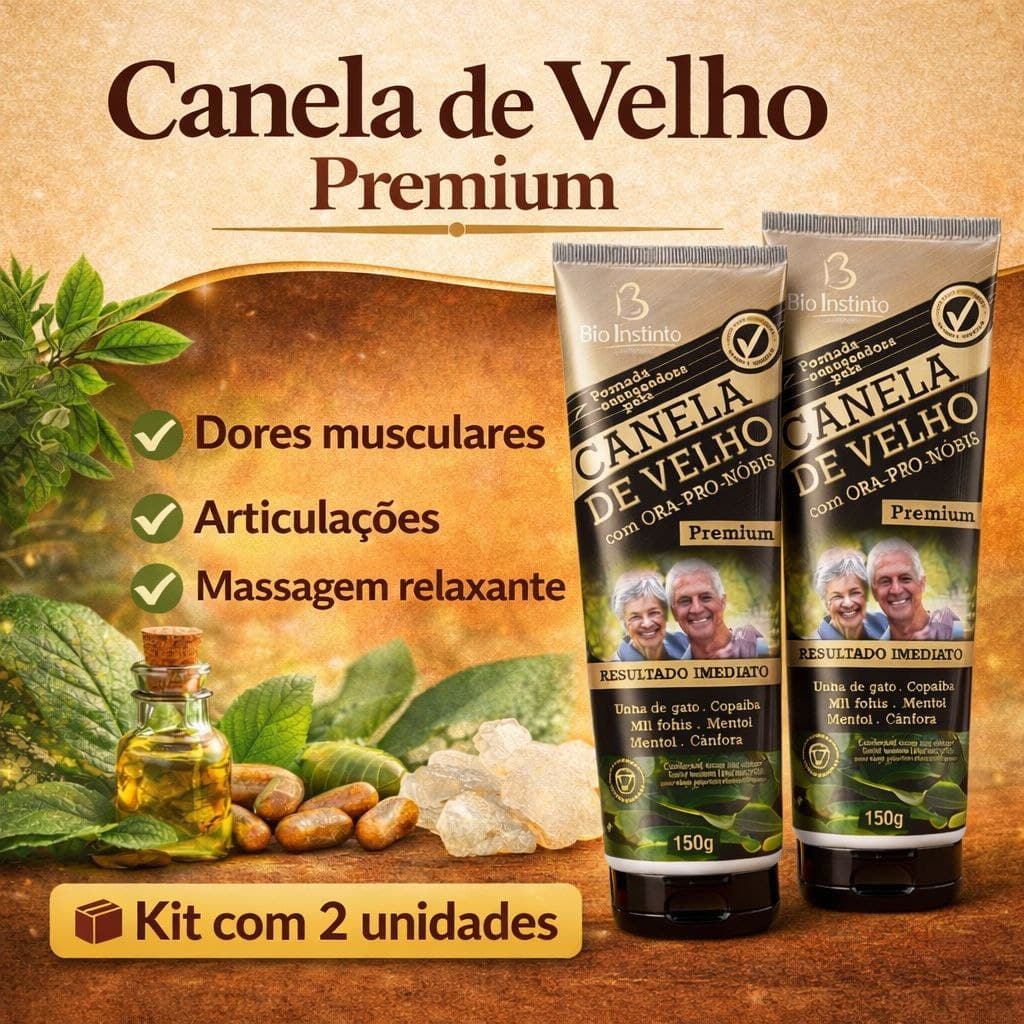 Kit 2 Pomadas Massageadora Canela De Velho Premium 150g - Bio Instinto + Brinde