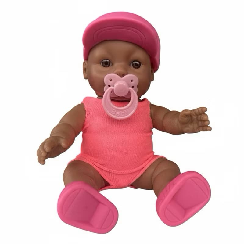 Boneca Bebê Negra Bella Nina Realista com Chupeta e Roupinha Rosa | Boneca  Infantil Barata Educativa Presente Menina