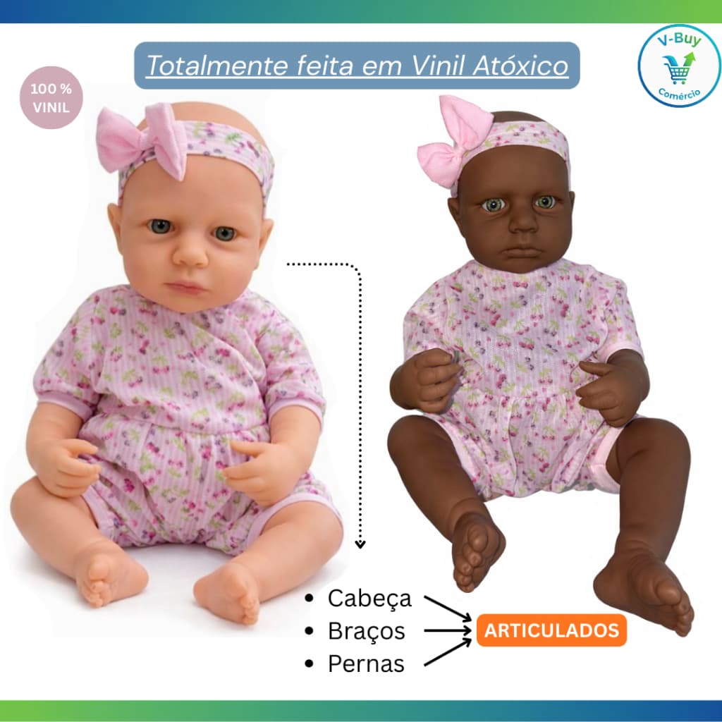 Boneca Realista de Vinil Grande Articulada Menina Infantil