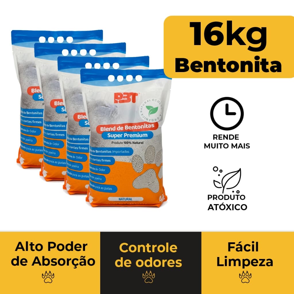 Bentonita Areia Sanitária Gatos Biodegradável P3T NATURAL