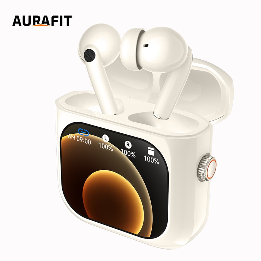 Aura X6 Auriculares Bluetooth 5.3 con 4 micrófonos ENC, 36H de autonomía y pantalla TFT interactiva