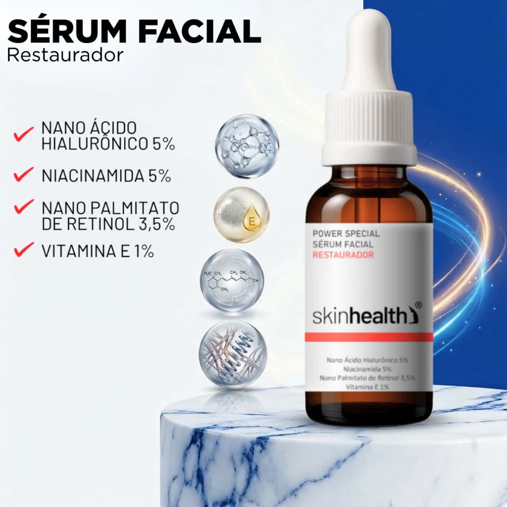 Super combo - Serum Facial Restaurador Skin Health ( Anti-Idade )  + Brinde ( Ebook e Formação )