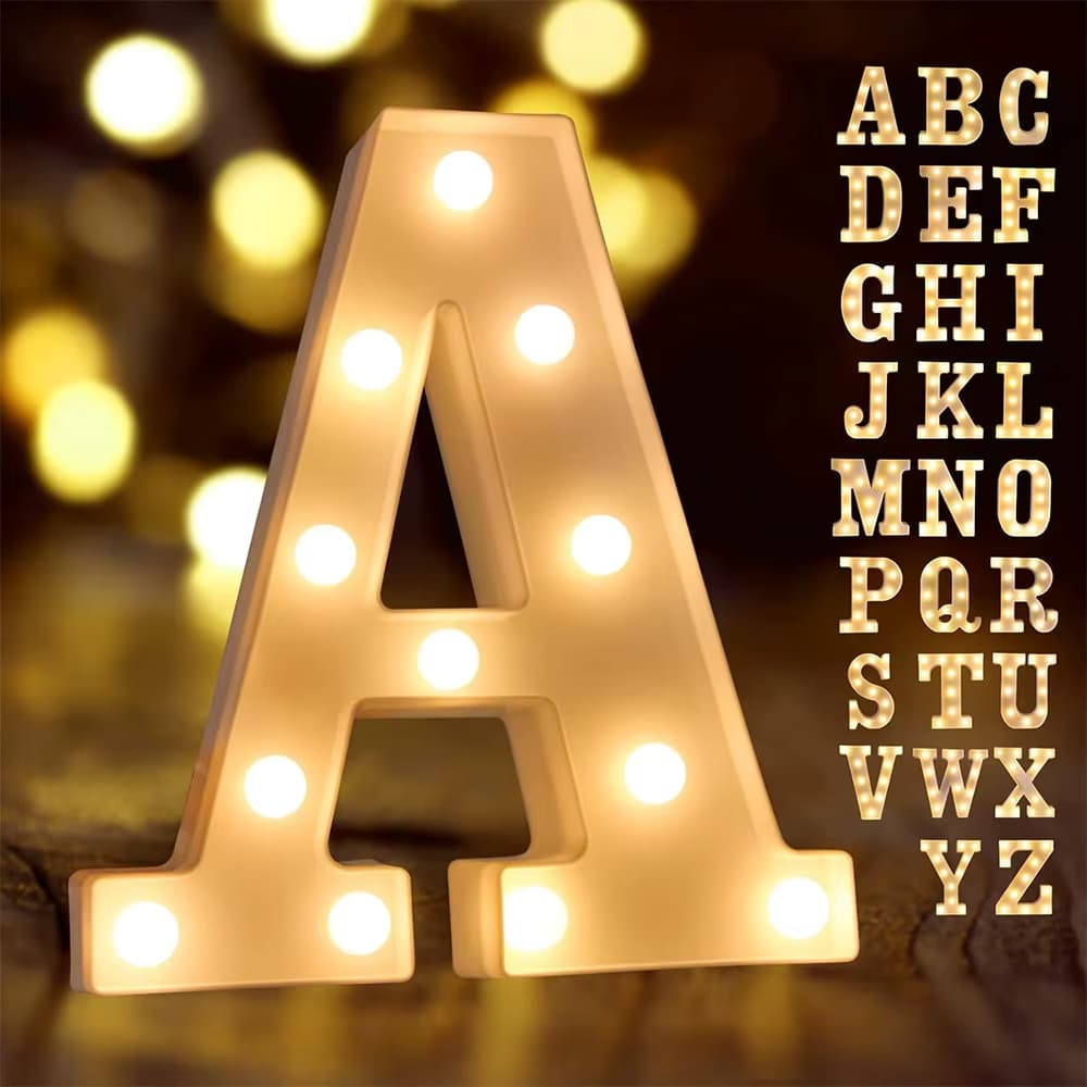 Letra e Numero de LED Luminária 3D 21CM para Decoração de Festas, Casamentos e Aniversários