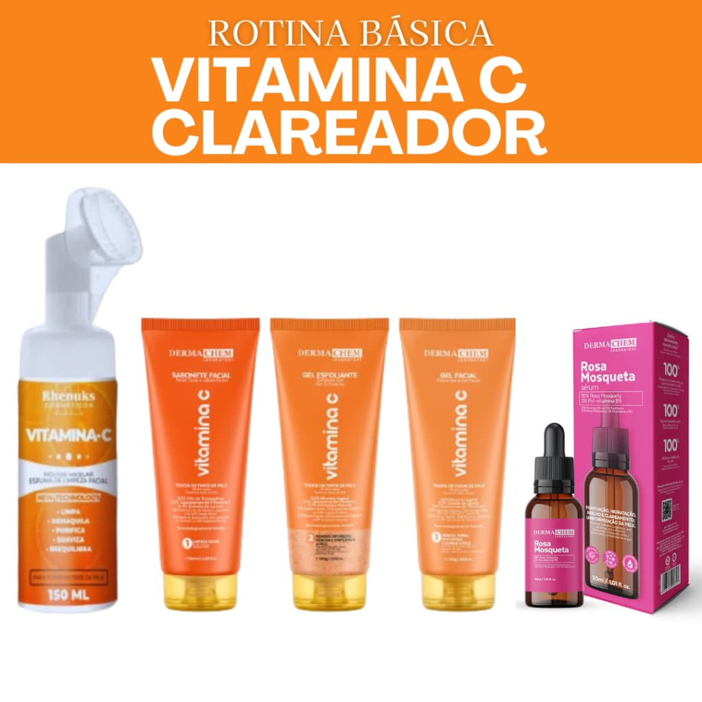 Kit Skincare Anti-Idade Dermachem + Sérum Rosa Mosqueta + Mousse Micelar Limpeza Facial 150ml
