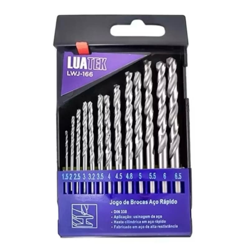 Kit estojo com 13 brocas de metal super resistente luatek Envio imediato