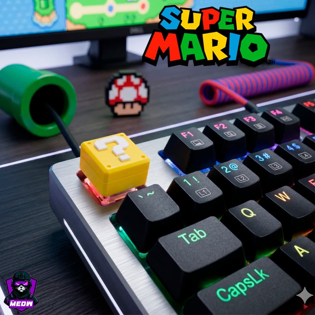 Keycap Bloco Interrogação Super Mario Teclado Mecânico - Keycap Gamer Personalizado + Envio Rápido