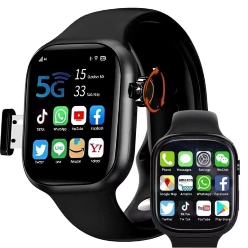 Relógio inteligente Smartwatch android com câmera Giratória 64GB memória Wi-Fi chip celular de pulso