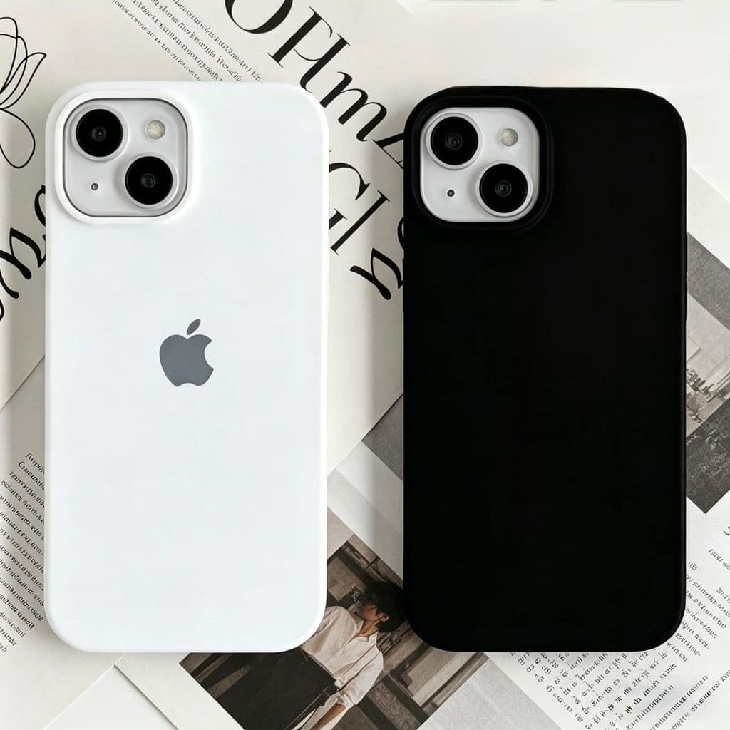Capa Preto Branco Capinha Case Silicone Aveludada Para iPhone XR 11 12 13 14 15 16 17 PRO MAX PLUS