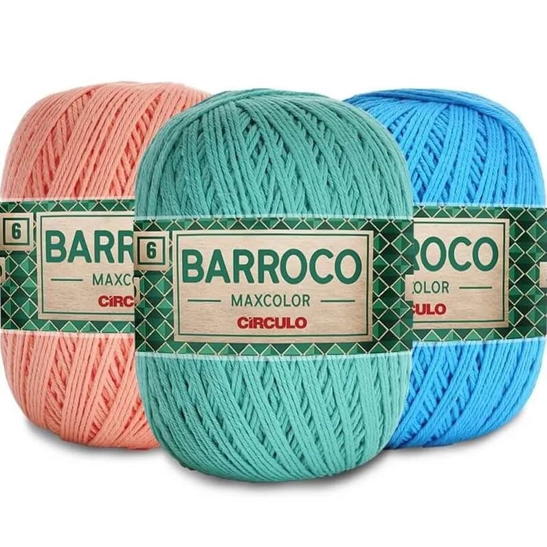 Barbante Barroco Maxcolor N.6 452m Circulo para Crochê e Artesanato 100% Algodão Qualidade Superior Cores Vibrantes