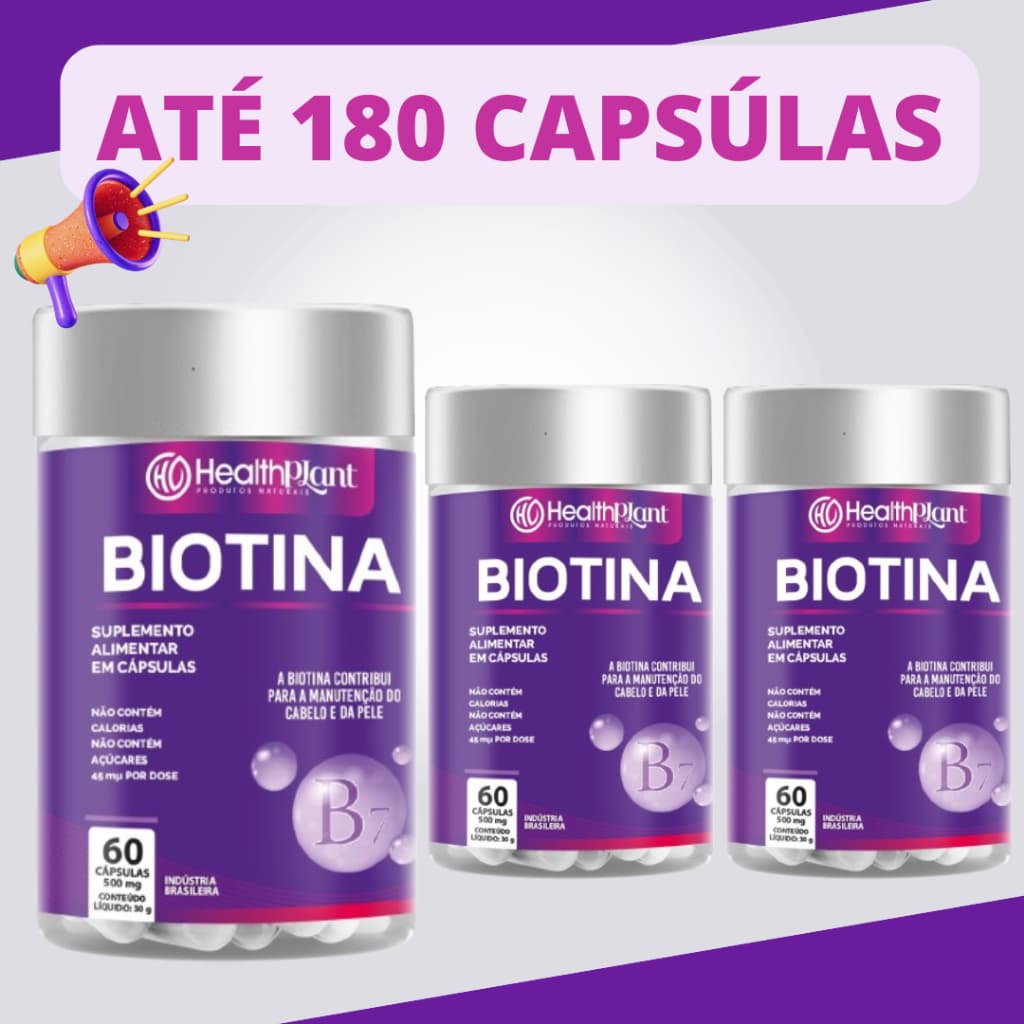 Biotina 100% Original 60 Cápsulas | Suplemento Vitamina B7 Natural  Para Cabelo