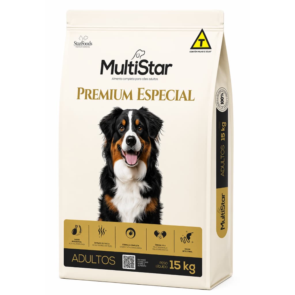 Ração Cães Multi Star Adulto Frango e Arroz - 15kg