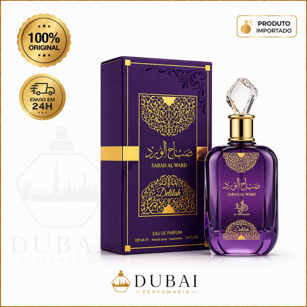 Perfume Sabah Al Ward Delilah Al Wataniah Feminino EDP 100ml Importado Original Floral Doce Rosas Alta Fixação Longa Dur
