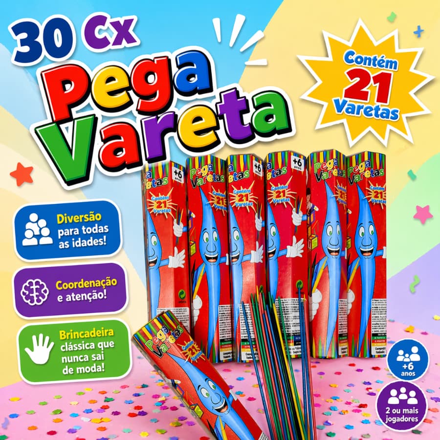 30 Jogo Pega Vareta Brinquedo Infantil p/ Kit Festa Lembrancinha Prenda Educativo Didatico Infantil