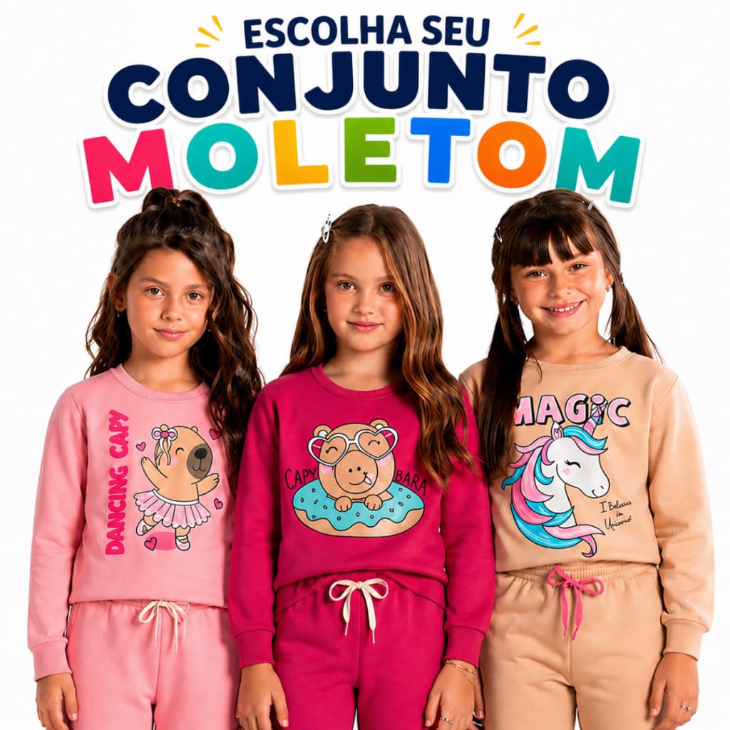 Conjunto Moletom Infantil Menina Inverno - Escolha Seu Modelo Feminino