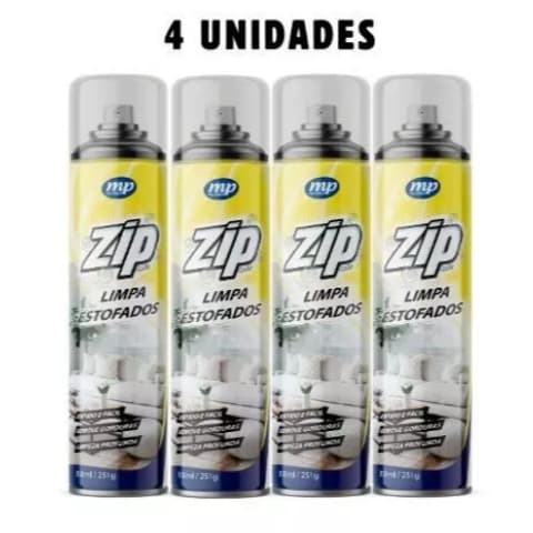 Kit 4 Limpa Estofados Spray Espuma Removedor de Manchas Sofá Carro Tapete Limpeza Profunda Zip