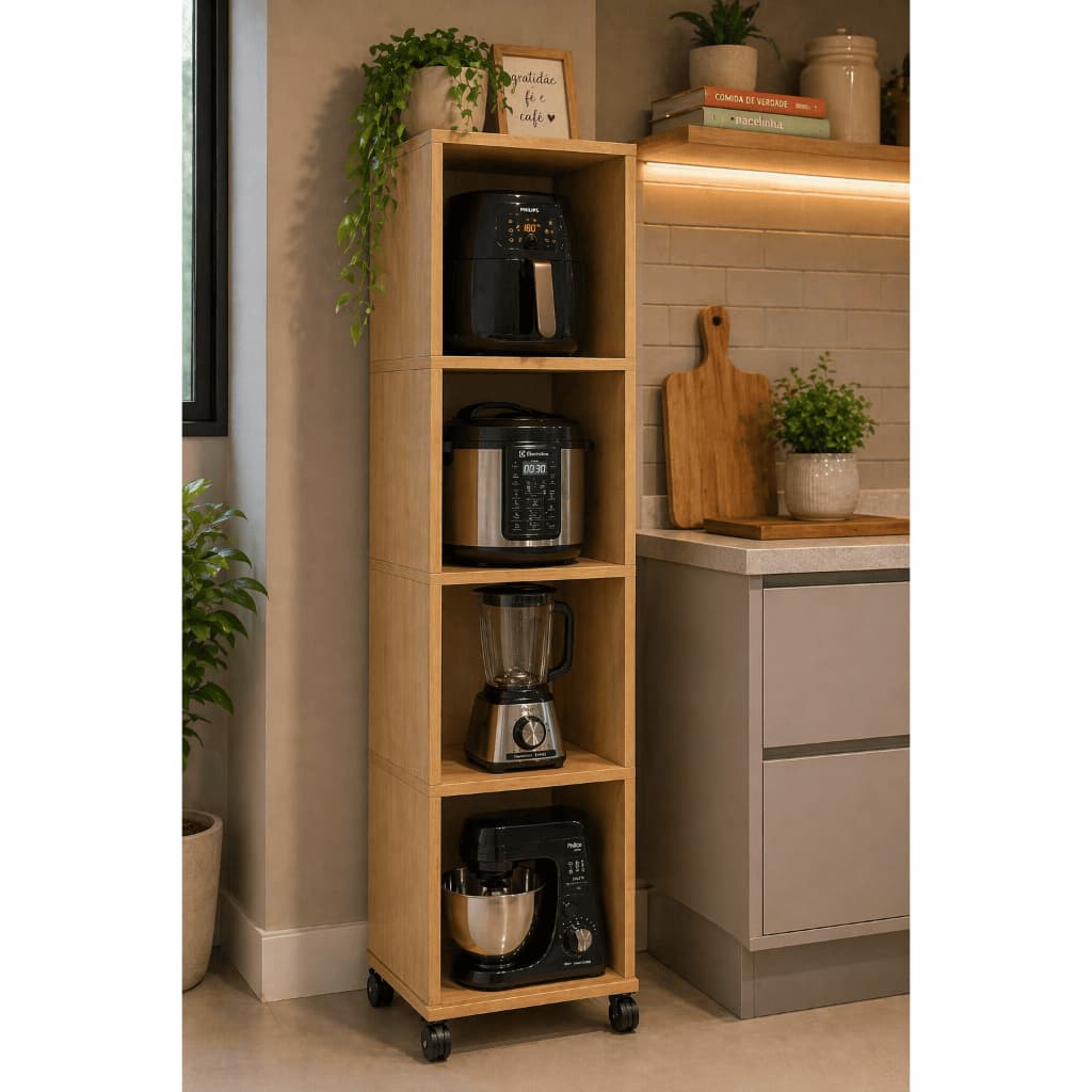EXCLUSIVIDADE Estante Armário Multiuso Torre Quente Cozinha Panelas Air Fryer Organizador Prateleira Sala Banheiro Rodas