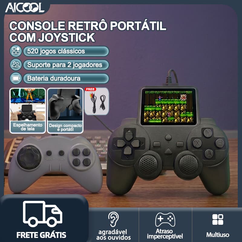 Aicool Video Game 520 In 1 Retro Games - Console With 520 Games - GamePad-S10 Controle para dois jogadores