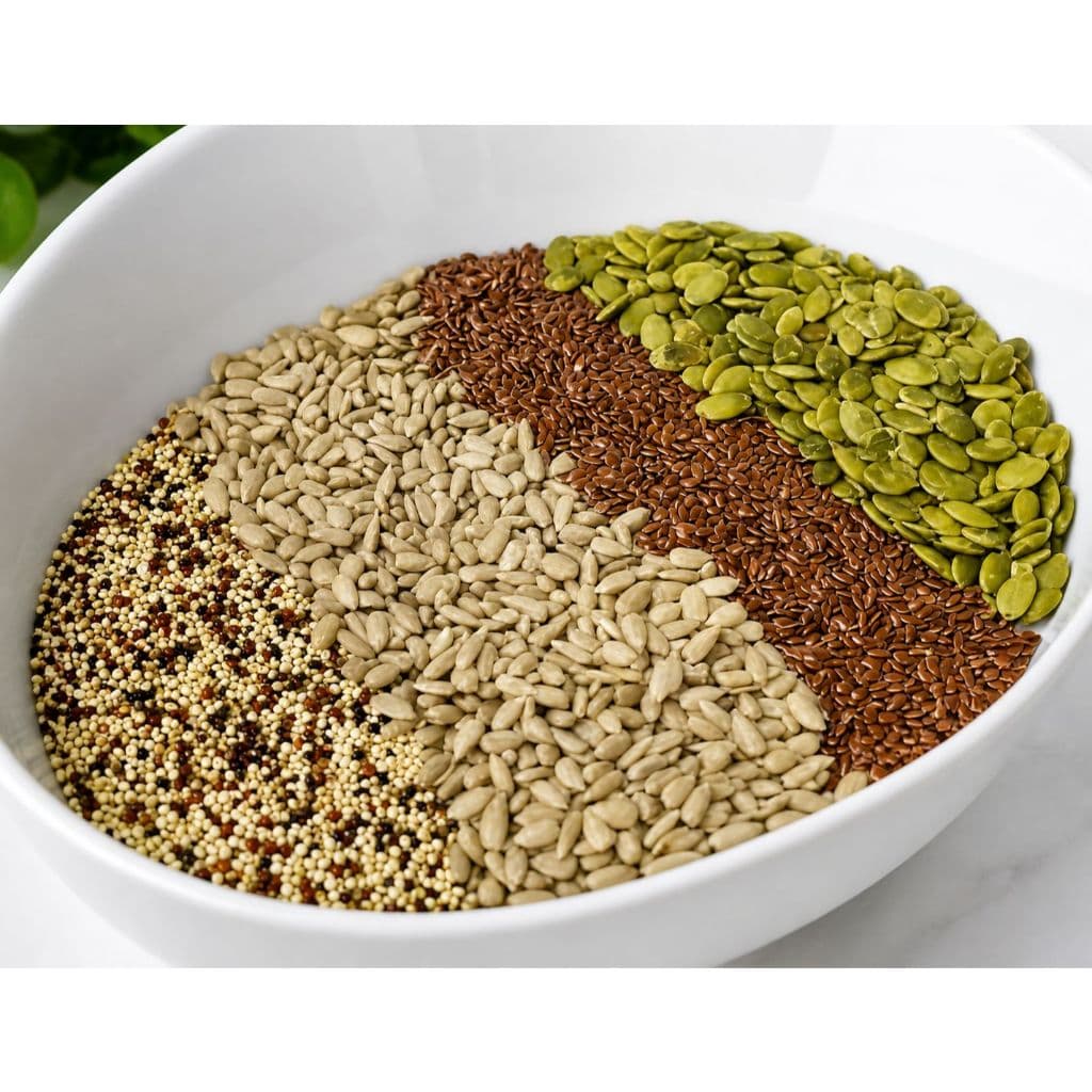 Mix de Sementes Natural 360g (Quinoa, Linhaça, Girassol, Abóbora e Chia)  Ideal para Arroz, Saladas e Dieta Saudável