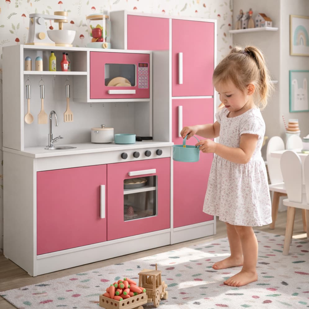 OFERTA Kit Cozinha Infantil Fogão Geladeira Forno com Microondas Pia Criança Brinquedo Educativo Cores