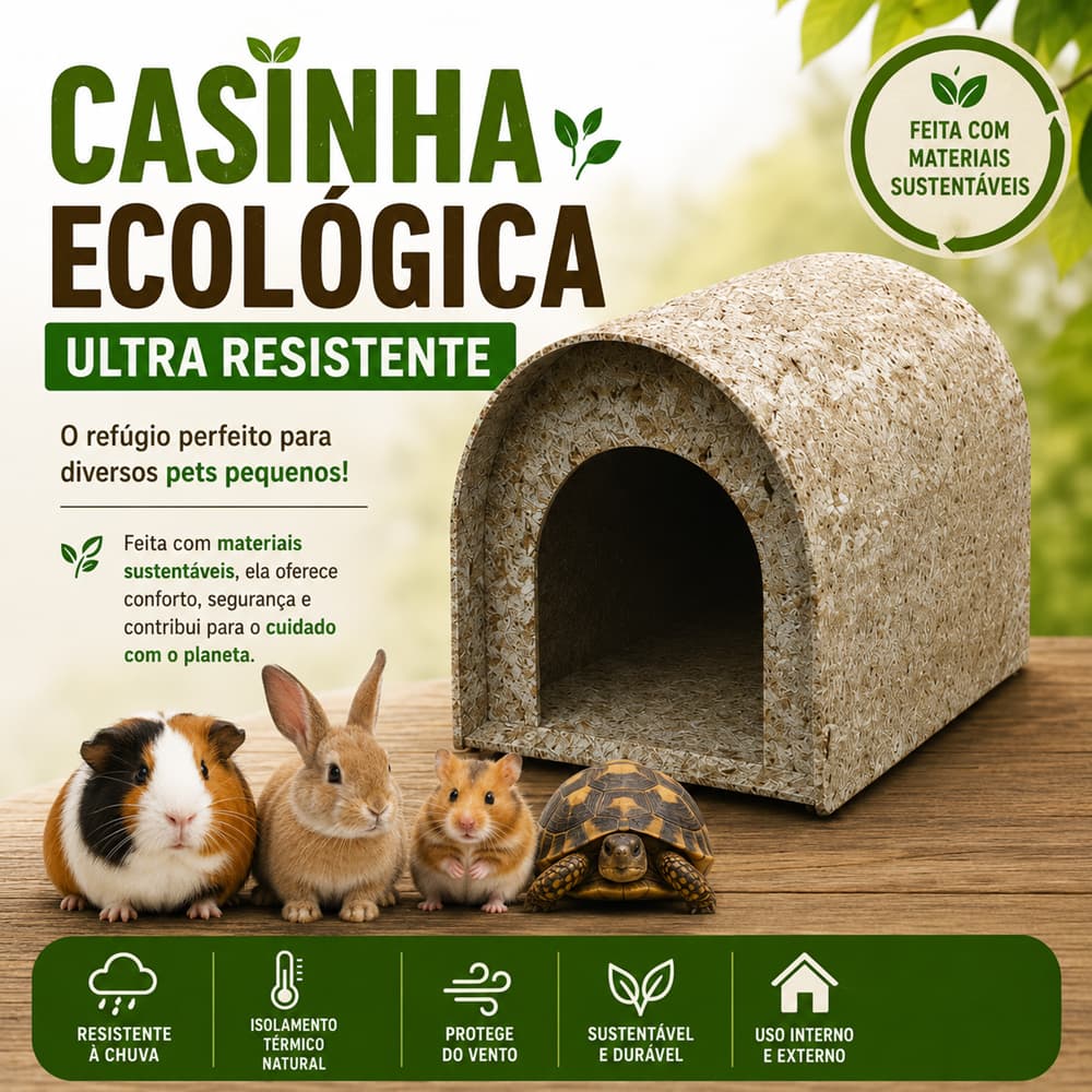 Toca Casa Pet Iglu Ecológica Coelho Tartaruga Galinha Jabuti Abrigo Casinha para Pequenos Animais