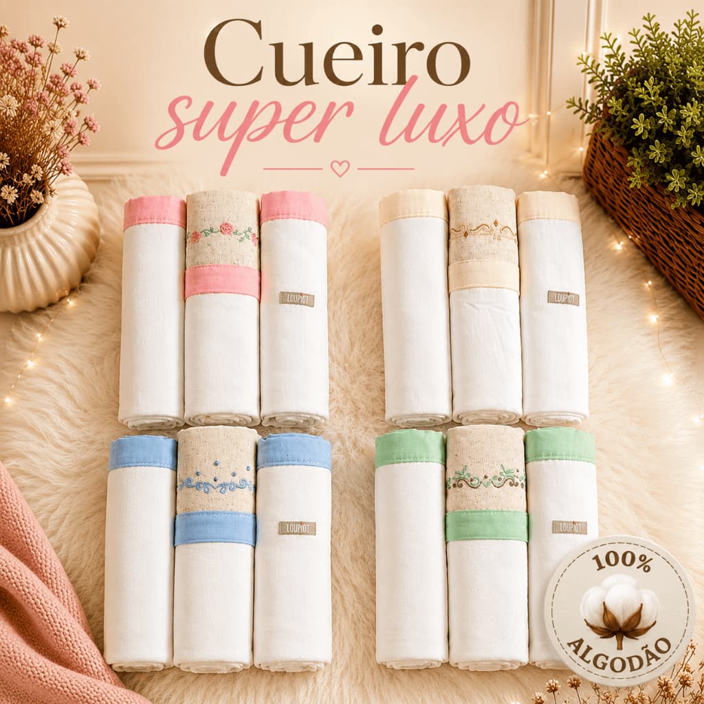 Cueiro Bebê Flanelado 80x80cm Algodão Kit 3un Swaddle Enxoval Recém-Nascido