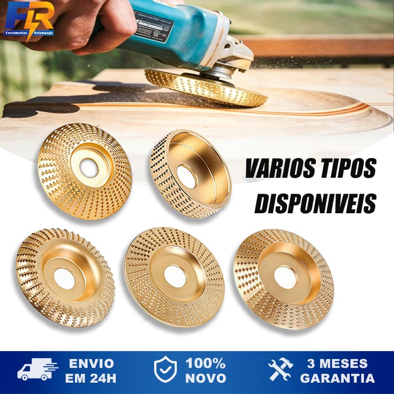 Disco desbaste 100mm para esmerilhadeira, diâmetro interno 16/22mm para trabalhos em madeira