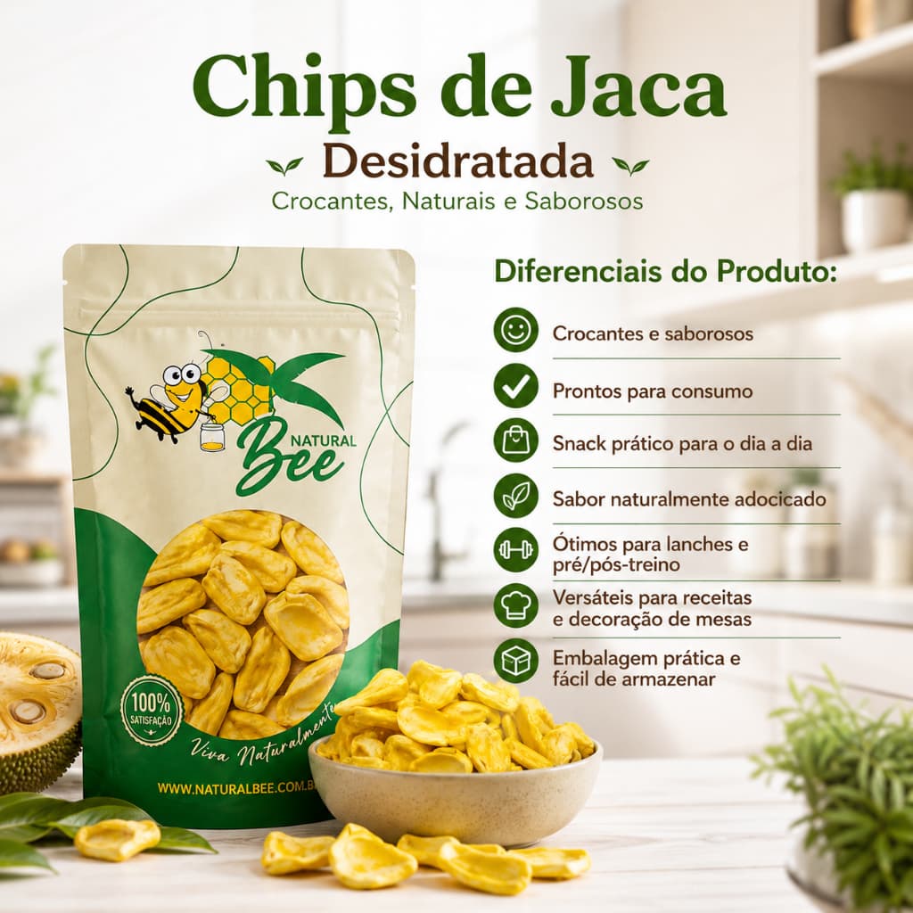 Chips de Jaca 1Kg ou 500g Crocante Snack Natural Saudável e Saboroso