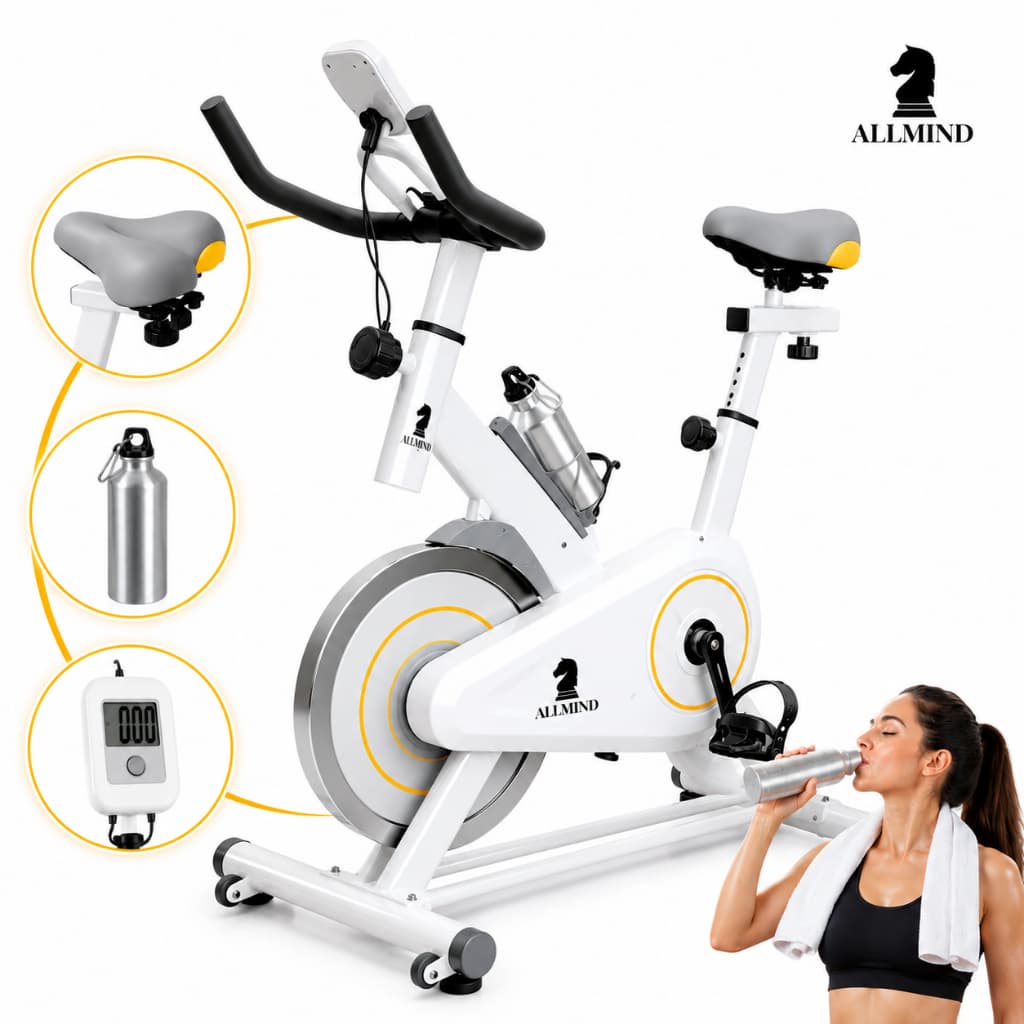 Bike Ergométrica 8kg Fitness Treino musculação Academia 120kg com Painel Digital Squeeze