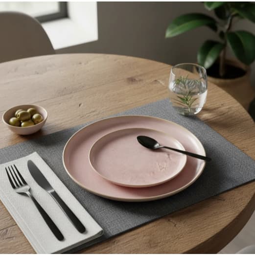 6 Prato Raso E 6 Sobremesa Rosa Chá Orgânico Porcelana 12pçs