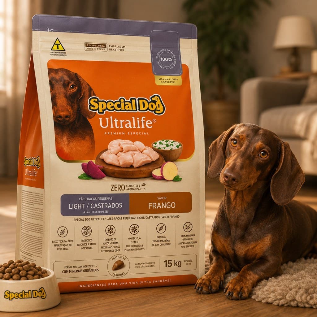 Ração Para Cachorro 15kg Special Dog Ultralife Light Raças Pequenas Frango