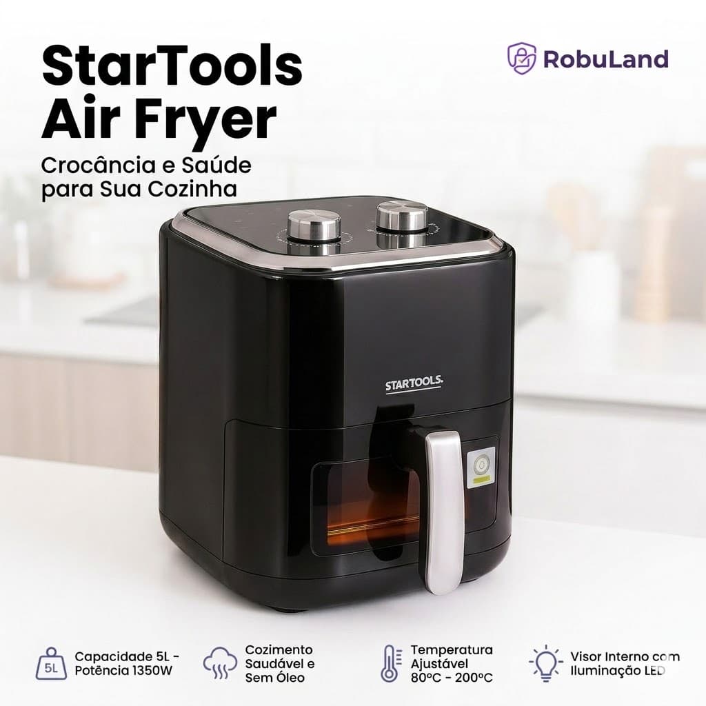 Fritadeira Elétrica Air Fryer Sem Oléo Preto 220V  5 Litros Eficiente