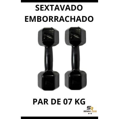Par Halter Sextavado 07 KG Emborrachado Academia Crossfit Fitness GYM