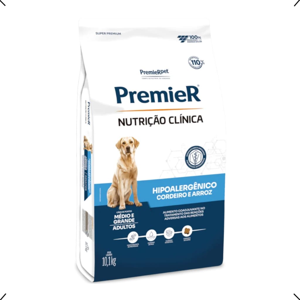 RAÇÃO PREMIER NUTRIÇÃO CLINICA HIPOALERGENICA CORDEIRO RAÇA MEDIA E GRANDE 10KG